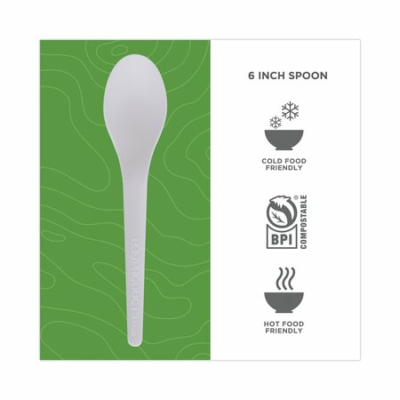 Eco-Products Disposable Spoon, Plantware, White, PK1000 EP-S013